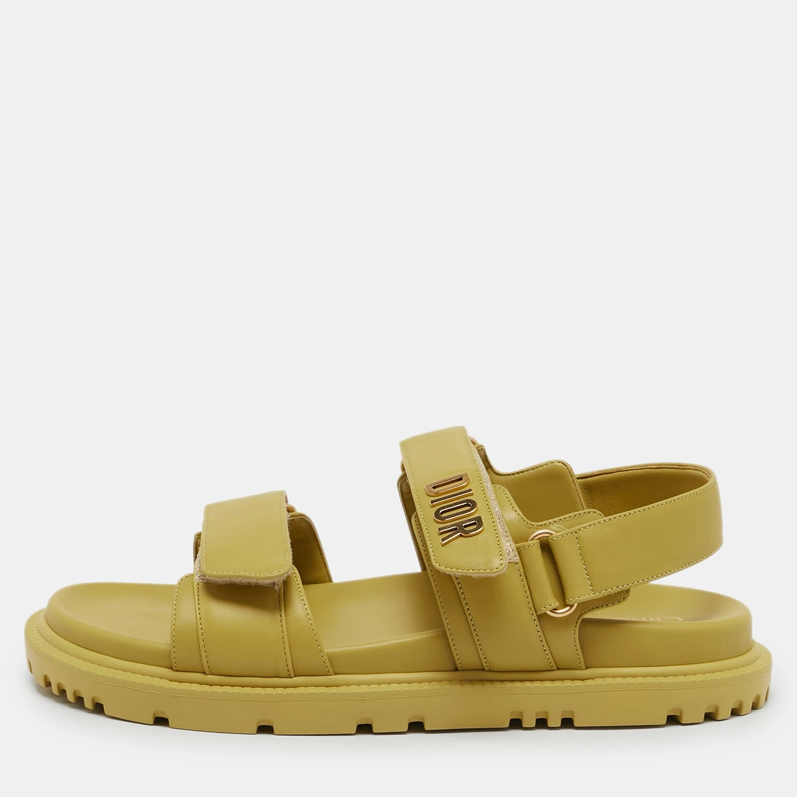 Sandales plates Dior en cuir jaune DiorAct pointure 39