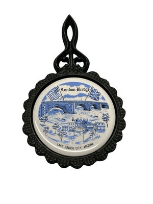 London Bridge Lake Havasu City Arizona 70s Decorative 4  Trivet Plate Souvenir