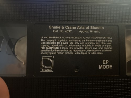 Snake and Crane Arts of Shaolin (VHS) Jackie Chan Awesome Kung Fu Action - Picture 3 of 3