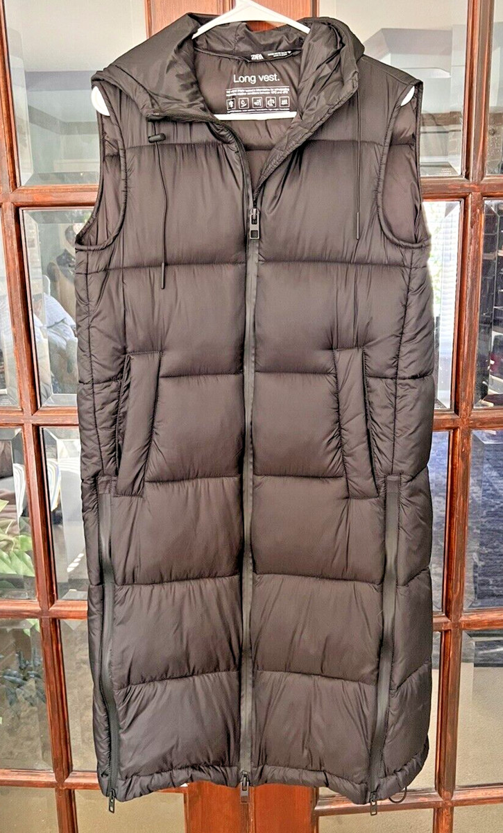 zara puffer long vest