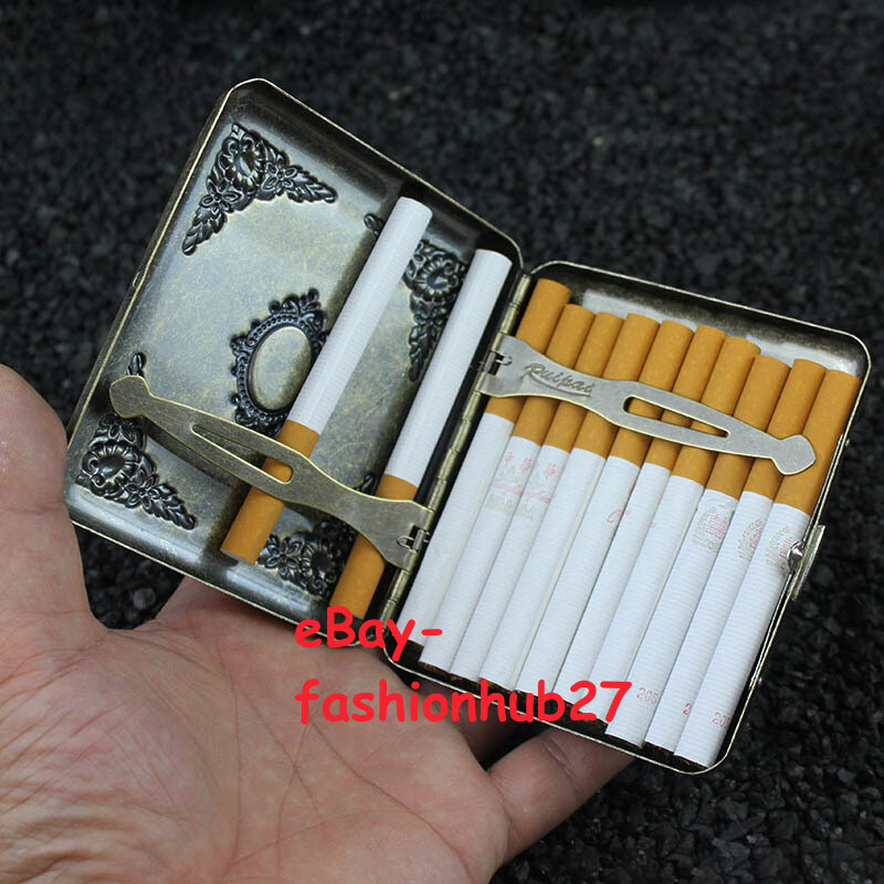 best cigarette case Classic Emerald Gem Cigarette Case – Dual-Sided Metal Design, Holds 20 Kings