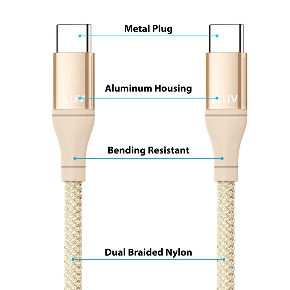 Кабель быстрой зарядки iLuv ICB278GD USB-C на Lightning, 10 футов Сертифицированный Apple MFi - Изображение 3 из 4