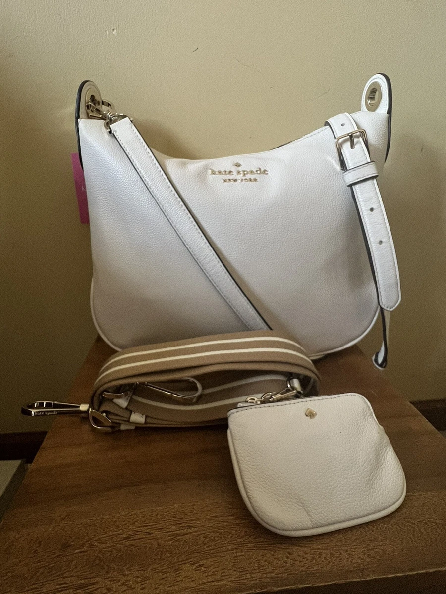 Kate Spade Rosie Large Pebbled Leather Crossbody Bag + Zip Pouch Parchment