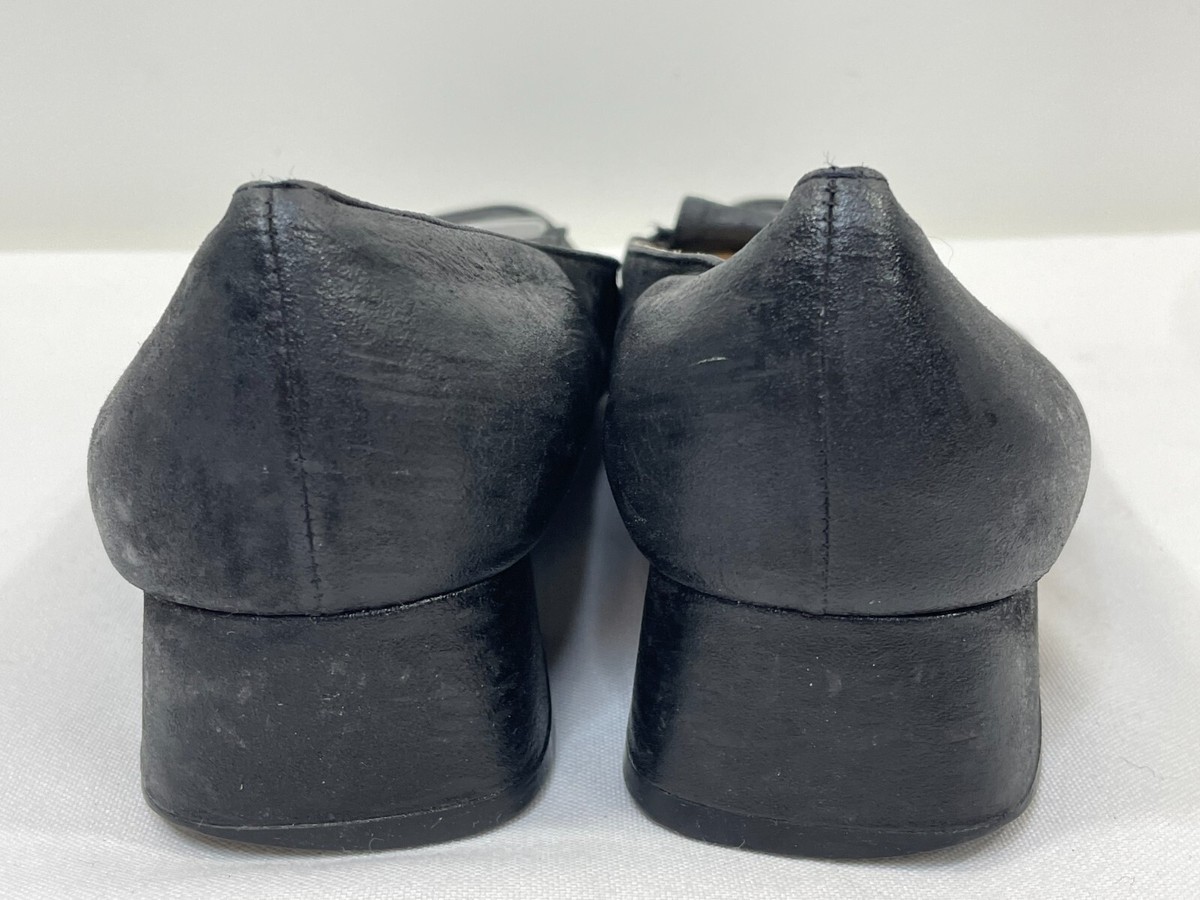 Salvatore Ferragamo Womens Size 8D Black Leather Square Toe Slip