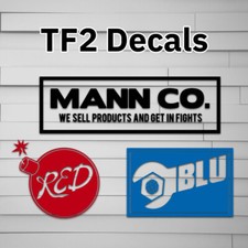 TF2 Mann Co. Vinyl Decal Sticker, Car laptop window tumbler water bottle video