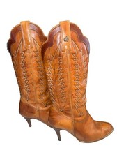 VINTAGE Jeenz Bootz Exotic Leather Hi Heel Cowgirl Boots Size 7M