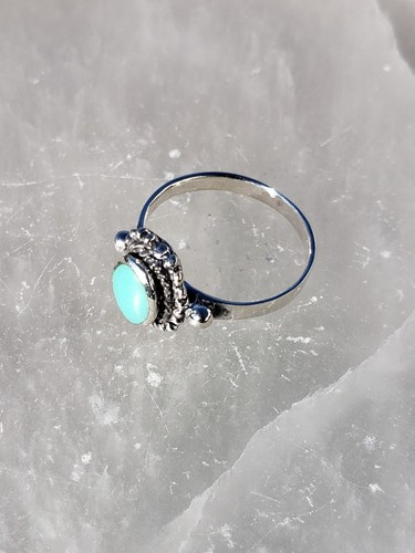 Size 4 to 7, 925 Sterling Silver Ring with Natural Turquoise Gemstone, Oval - Picture 8 of 8