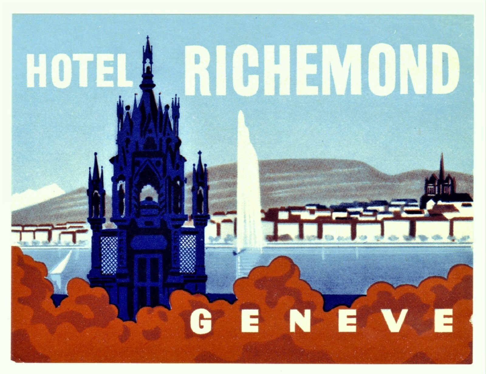 Vintage Swiss Geneva Hotel Richemond Luggage Label Sticker-image