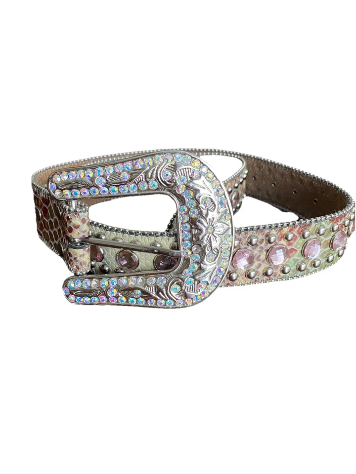 Blazin Roxy Western Studded Genuine Leather Gator Print/ Pink Rhinestones - Image 2 of 4