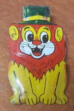 Vintage Children Toy Tin Clicker Noisemaker Smiling Lion Made in Japan