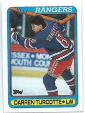 1990-91 Topps #48 Darren Turcotte New York Rangers Rookie Hockey Card Mint. rookie card picture