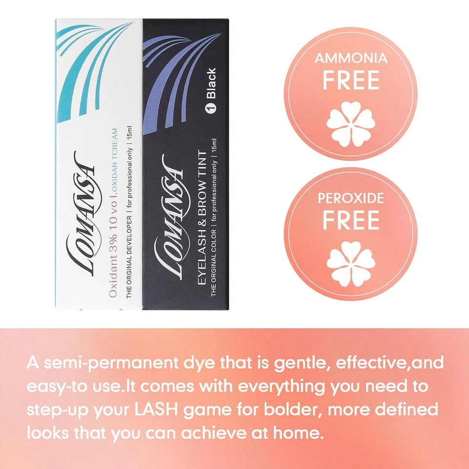 Lomansa DIY Tint Dye Kit Eyelash Brow Hair Brown Coloring Kit for Salon Home Use - Image 3 of 4