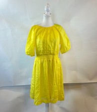 Draper James RSVP Smocked Waist Yellow Linen Blend Dress Medium
