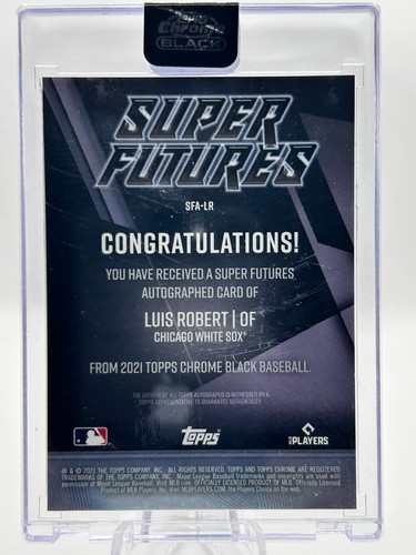 LUIS ROBERT JR 2021 TOPPS CHROME BLACK SUPER FUTURES GOLD AUTO 18/50 #SFA-LR JC - Picture 3 of 3