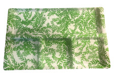 Melamine LARGE Tray 4 sections Green Ferns 21 x 13 Oversized Charcuterie Party 