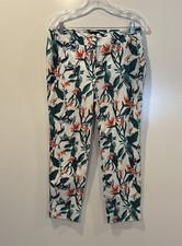 Talbots Womens Hampshire Ankle Pants Tropical Floral Print Size 8P