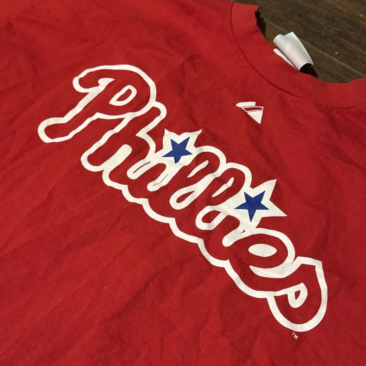 応援グッズ MLB Phillies Majestic game shirt Majestic Vance Worley Vanimal Philadelphia Phillies Baseball