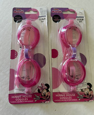 Minnie Mouse Swim Goggles Ages 3 Pink Disney Jr Lot of 2 New UV Protection
