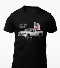 Lifted Chevy Truck USA American Flag Short-Sleeve Unisex T-Shirt