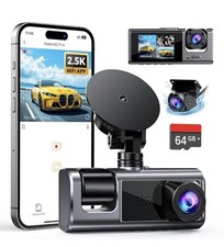 3 Channel WiFi Dash Cam Front and Rear Inside with 64GB SD Card, Support 512GB