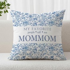 Mommom Grandma Gifts Decorative Throw Pillow Covers, My Favorite Blue Mommom