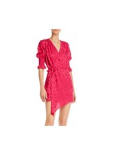 ART DEALER Womens Pink Elbow Sleeve Short Wear To Work Wrap Dress S