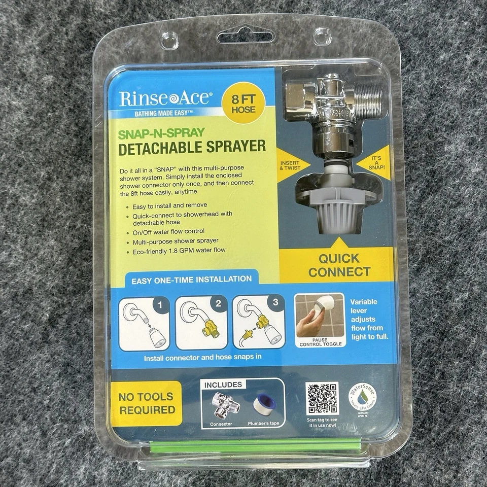 Rinse Ace Snap N Spray Detachable Sprayer Shower Head Brand New Sealed 8’ Hose - Image 3 of 4