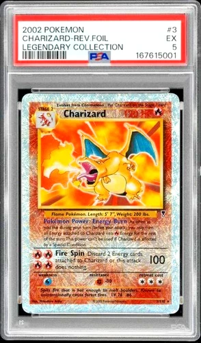 POKEMON CHARIZARD-REV.FOIL 2002 LEGENDARY COLLECTION #3 PSA 5
