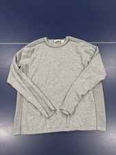 DKNY JEANS Men's Pullover Sweater Knit Cotton Crew Neck Gray Logo XL