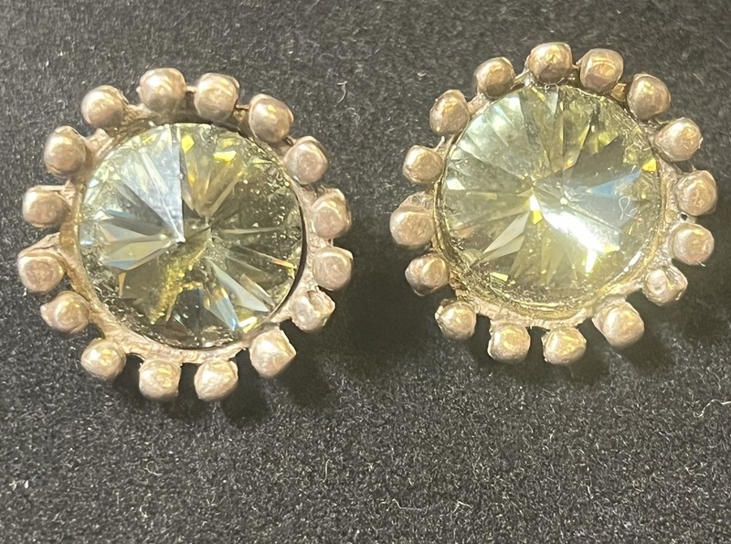 Avant Garde Paris by Marie-Eve Carre Los Angeles Antiqued Stud Crystal Earrings 