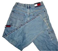 *VTG* Tommy Hilfiger 90s Men's Carpenter Wide-Leg Baggy Jeans; 30 x 32
