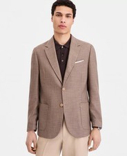 NAUTICA Sport Coat Mens Size 38R Tan Modern Fit Active Stretch Structure Weave
