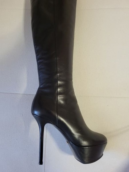 Women Sergio Rossi Boots Black Leather 36