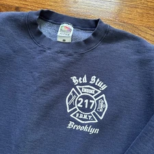 Vintage FDNY XL Crew neck Sweatshirt Fire Department Engine 217 BROOKLYN NYC