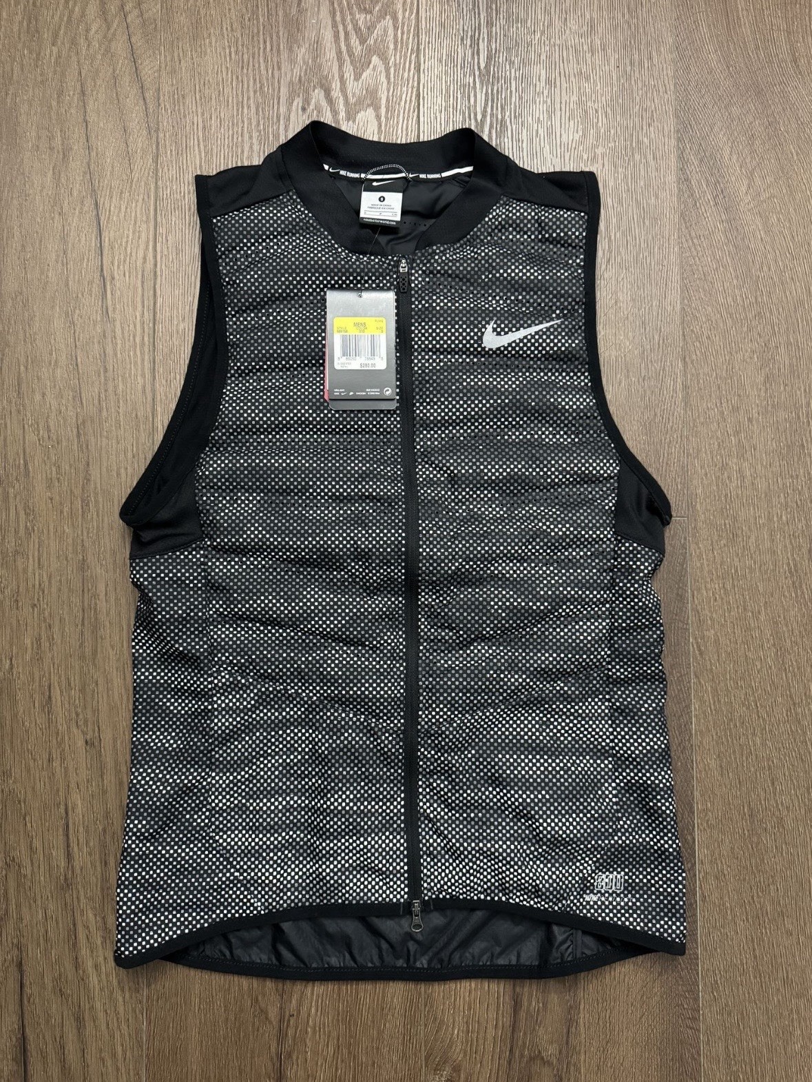 Nike Men's Black White Polka Dot Vest Full Zip Size S