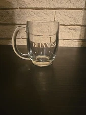 Vintage Guinness Half Pint Glass Tankard Crown Stamp Gold Print Harp Logo GC