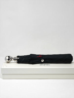 Alexander McQueen Umbrella Skull Silver Black Automatic Button