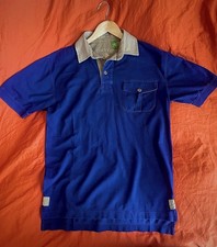 Orvis Mens Blue/Tan Solid Short Sleeve Polo S...