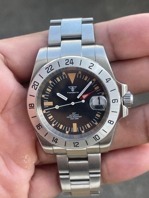 Tandorio GMT Automatikuhr 39mm Saphir Fliegeruhr Edelstahl Reise