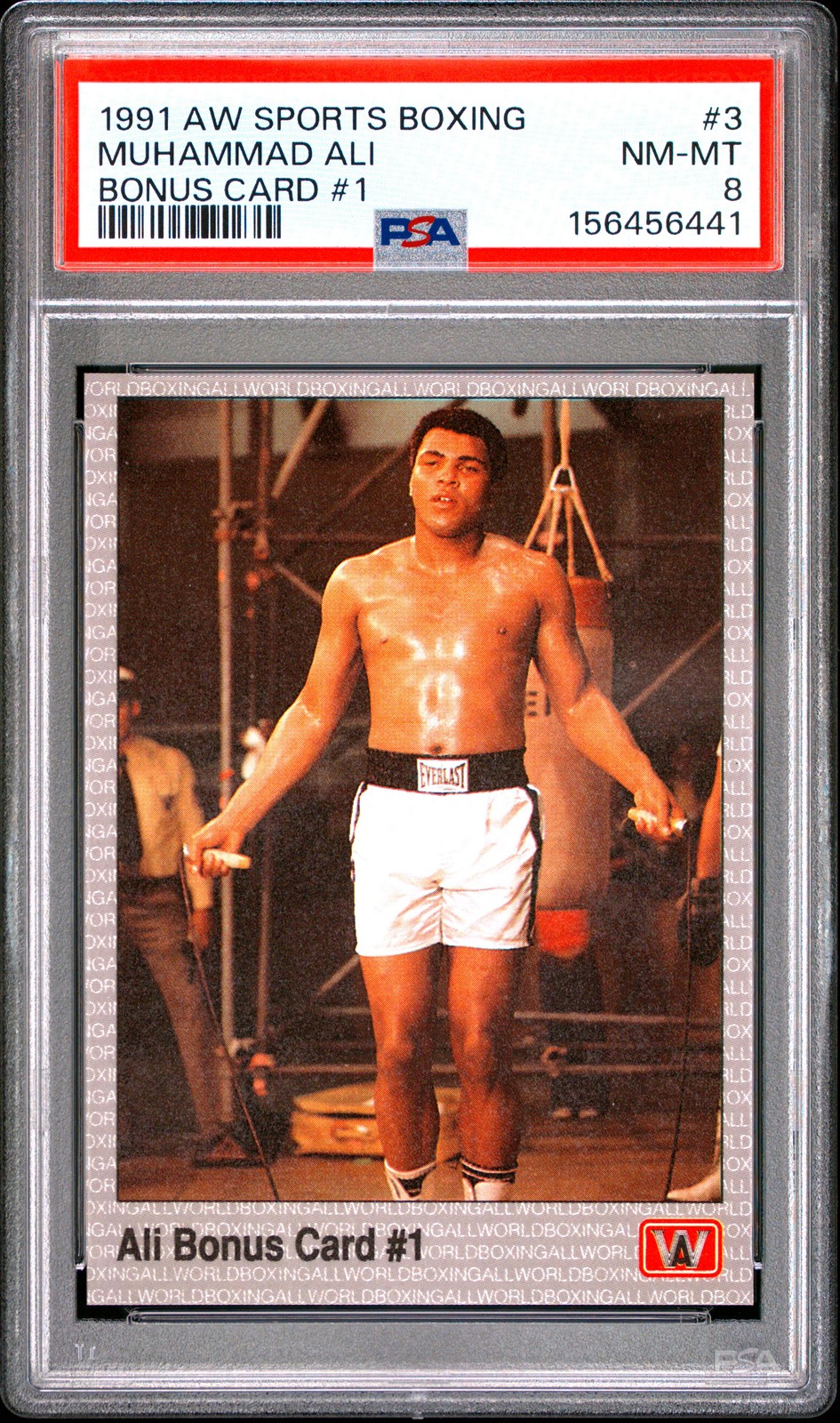 6441 Muhammad Ali 1991 AW Sports Boxing #3 Bonus Card #1 PSA 8