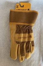 CARHARTT Men's XL Brown Tan Duck Synthetic Leather Safety Cuff Gloves GW0518S-M