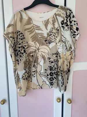 Neue Marc Cain Bluse, Gr. 42, Weissbraunschwarz