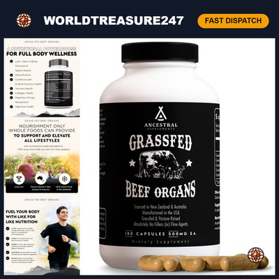 Grass Fed Primal Beef Organ Supplement - 180 Capsules, Nutrient-Dense, Paleo-Fri
