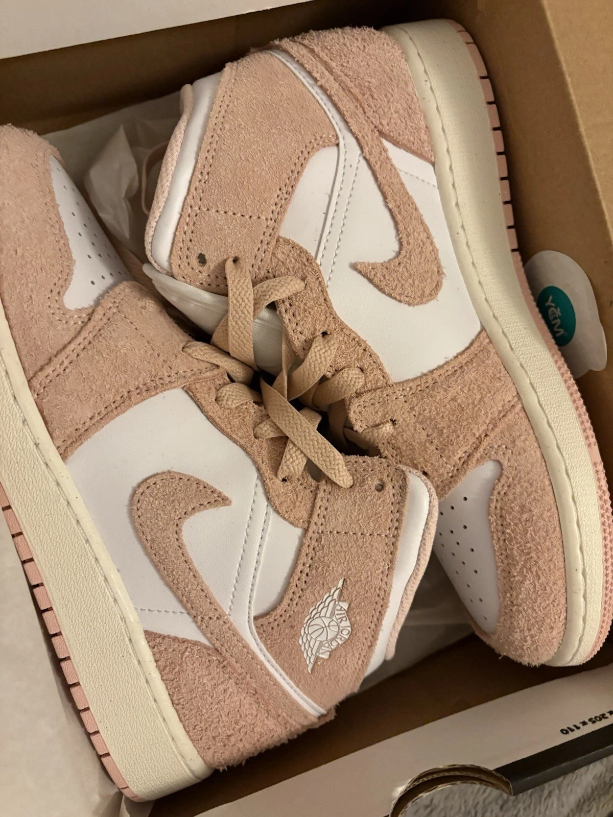 Nike Air Jordan 1 Mid SE Sneakers Bianco Rosa Leggenda Uomo Taglia 10.5