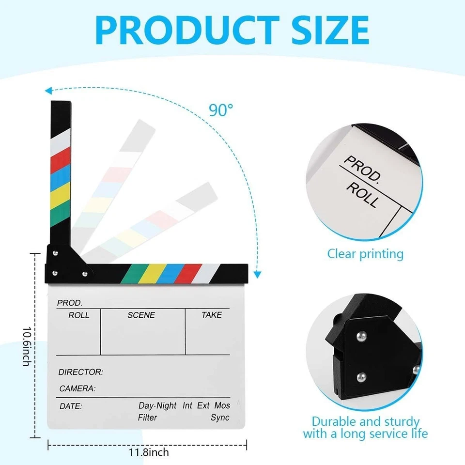 Tablero de aplausos de película de 12"x11" tablero de aplausos de película de madera (color) Foto 2 de 2