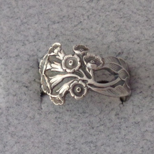 Vintage Spoon Ring Trumpet Flowers TH Marthinsen E.P.N.S. Norway Sz 6.5