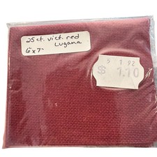Vintage Cross Stitch Fabric 25 Count 6x7  NEW Victorian Red Lugana