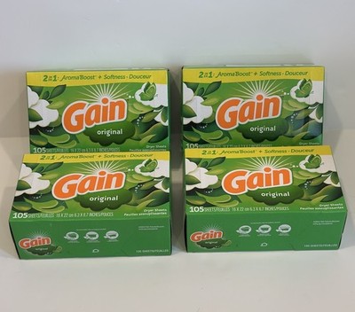 Gain Original Scent Dryer Sheets - 150 Count Aroma Boost Softness (4 Available)