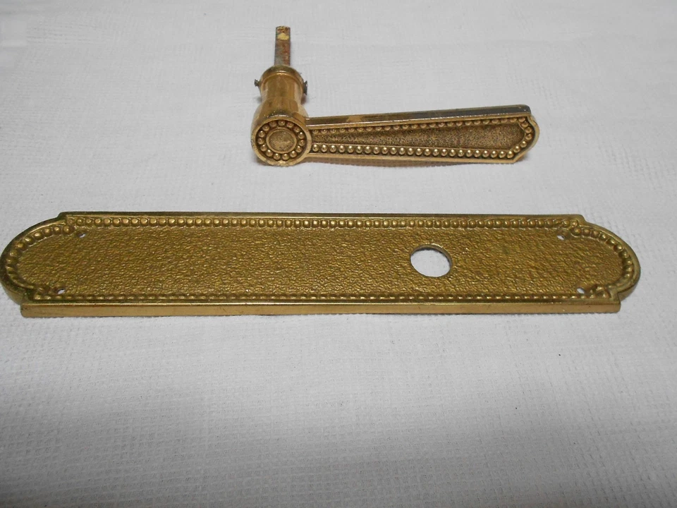 1 Poignée de Porte et plaque de propreté Perlées Vintage en bronze Laiton - Photo 2/4