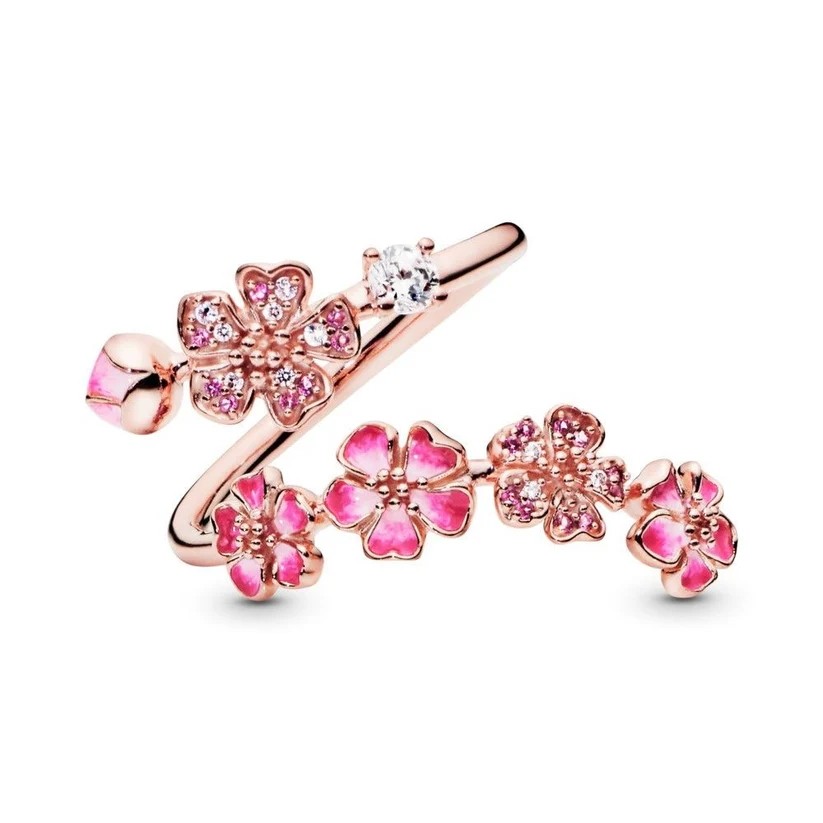 Pfirsichblütenring, Pfirsichblütenring, rosa Pfirsichblüte Blume offener Ring